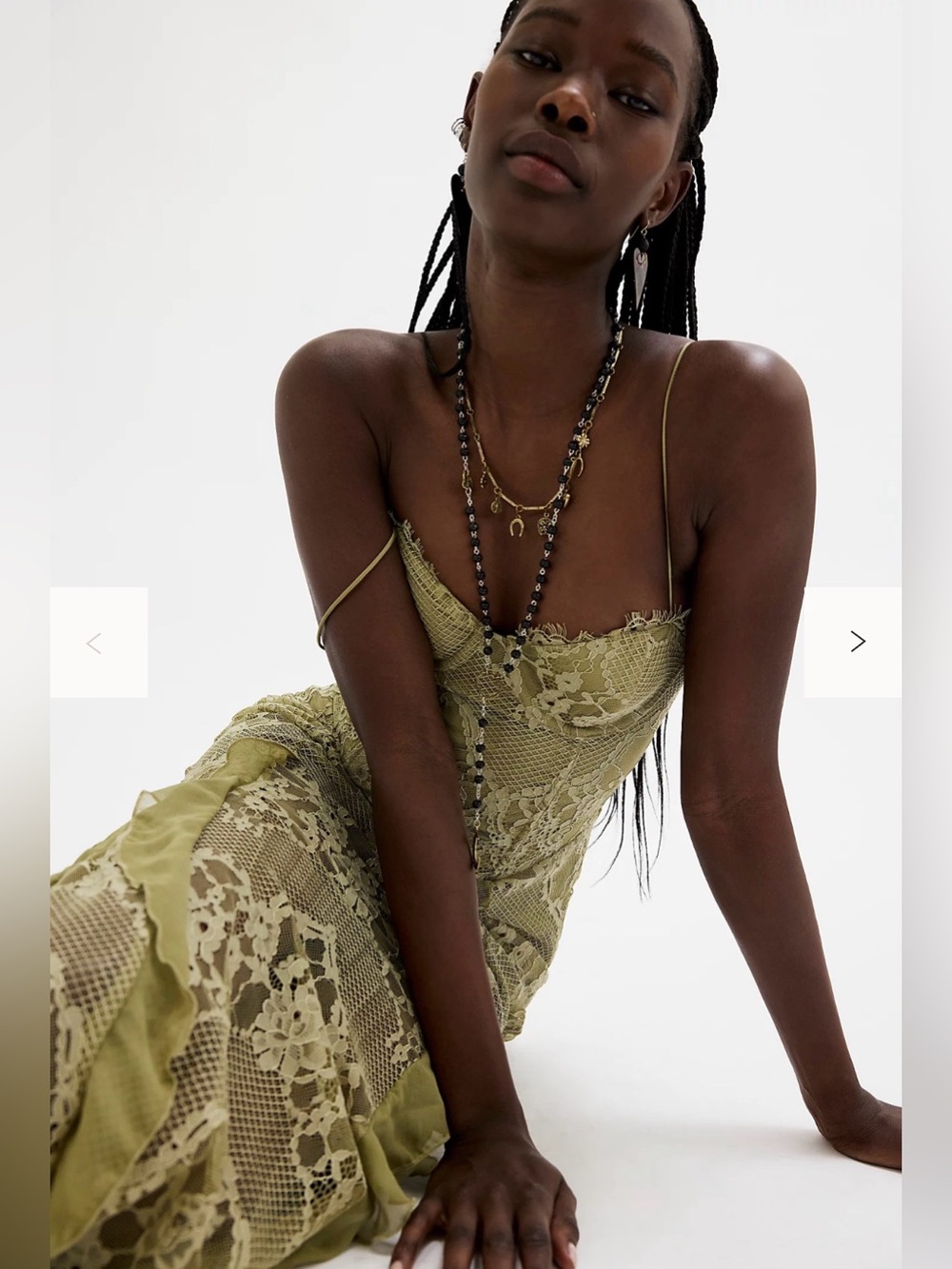 NWT (XL) For Love & Lemons x FP Shirley Sage Green Maxi Lace Dress w/bodysuit